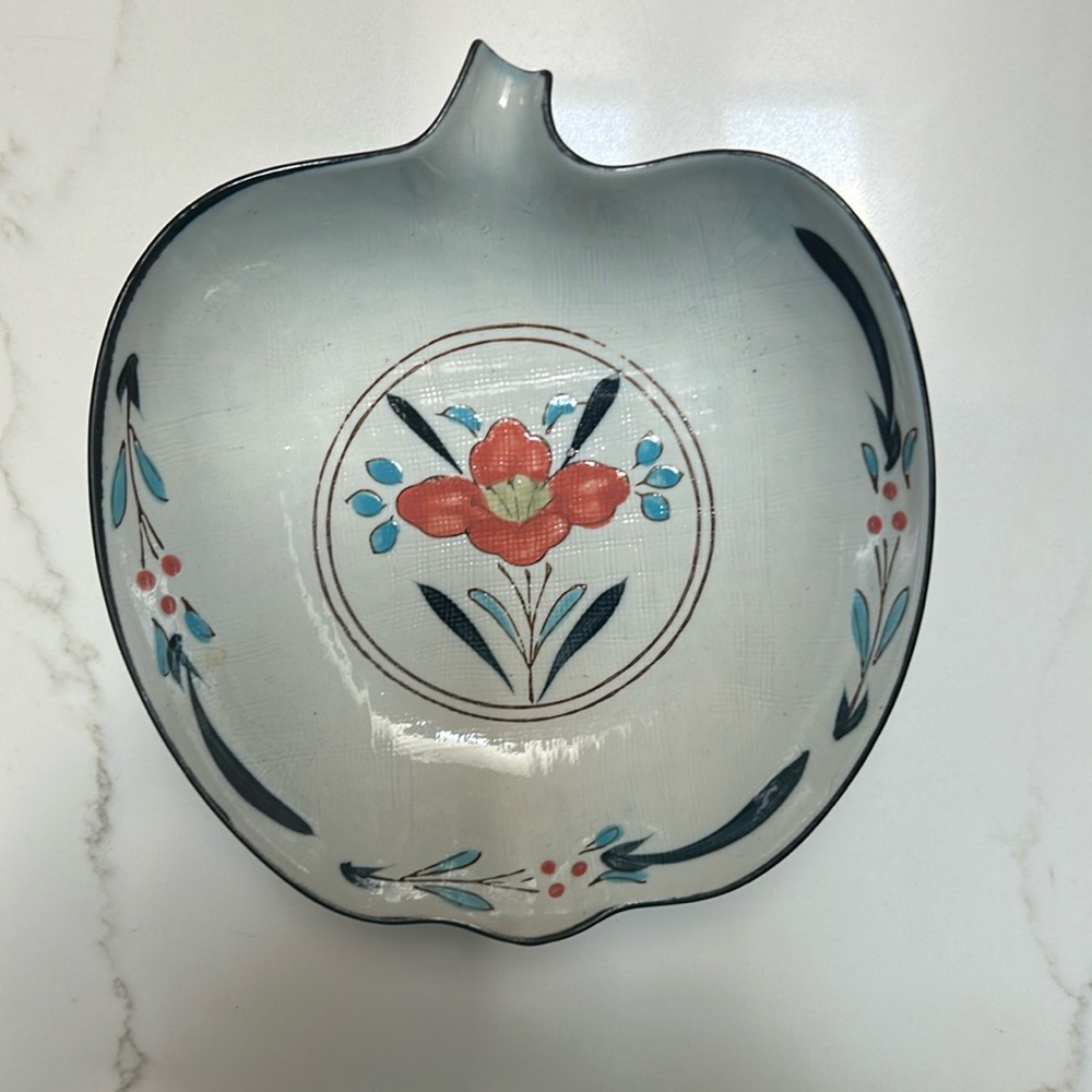 Neiman Marcus Japan Porcelain Apple Shape Plate/Bowl. 7” hand painted.